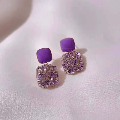 Elegant Purple Stone Drop Earrings